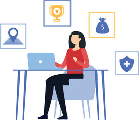 The girl is working at her workplace.