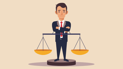 Businessman Weighing Advantages and Disadvantages, Making Fair and Honest Decisions
