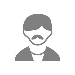 Vector flat illustration in grayscale. Avatar, user profile, person icon, profile picture. Suitable for social media profiles, icons, screensavers and as a template.