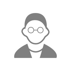 Vector flat illustration in grayscale. Avatar, user profile, person icon, profile picture. Suitable for social media profiles, icons, screensavers and as a template.