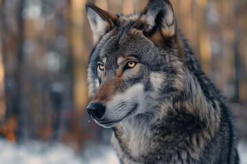 Naklejka na ściany i meble Close-up portrait of a wolf