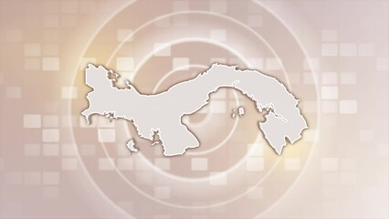 Panama Animated Map on Minimal Background, Multi Purpose Background with Ripples and Boxes with Panama 3D Map, Useful for Politics, Elections, Travel, News and Sports Events
