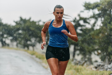 Unstoppable: A Determined Athlete Trains Through the Rain in Pursuit of Marathon Glory