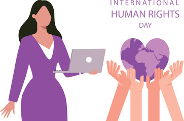 The girl is working for International Human Rights Day.