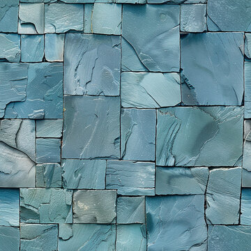 Close up view of blue stone wall, seamless pattern