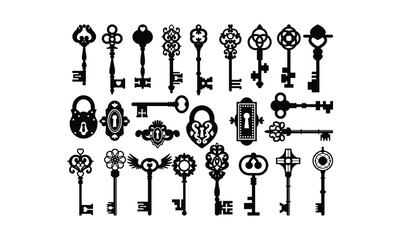 Lock and key  SVG,, Silhouette, Cut File, cutting files, printable design, Clipart,