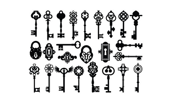 Lock and key  SVG,, Silhouette, Cut File, cutting files, printable design, Clipart,