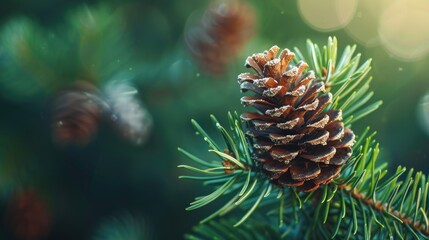 Pine Tree Close Up with Space for Text Festive Wallpaper for Christmas and New Year