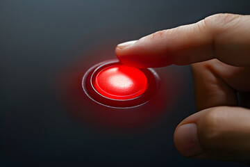 Finger pressing a big red button