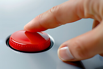 Finger pressing a big red button