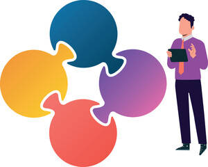 Boy is working on tablet for autism awareness.