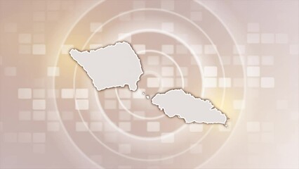 Samoa Animated Map on Minimal Background, Multi Purpose Background with Ripples and Boxes with Samoa 3D Map, Useful for Politics, Elections, Travel, News and Sports Events
