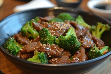 Nutritious Broccoli beef food. Food diet. Generate Ai