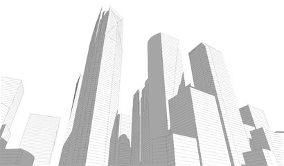 Abstract city buildings 3d rendering 3d illustration