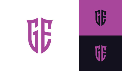 Emblem letter GE initial shield soccer football esport logo design