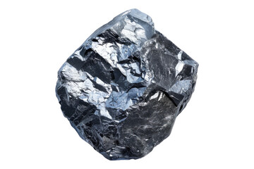 Fototapeta premium Top view of gleaming hematite rock isolated on transparent background