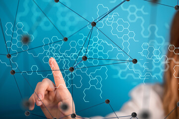 Global network. Blockchain. 3D illustration. Neural networks and artificial intelligence. Abstract