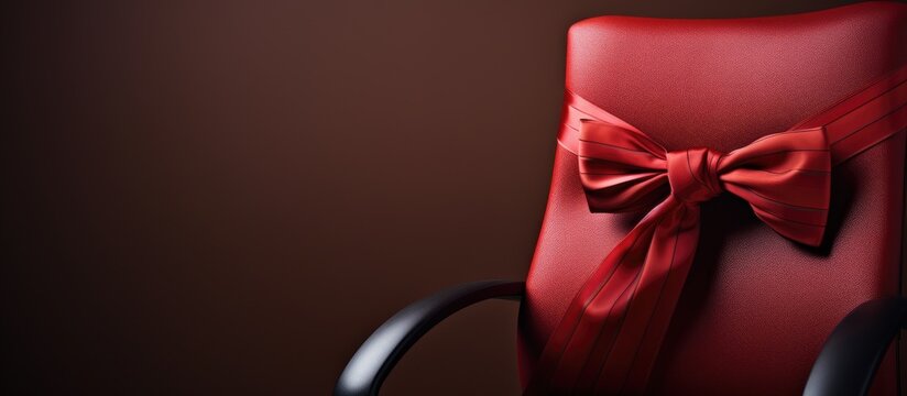 Closeup of a chair adorned with a fashionable necktie creating an appealing copy space image