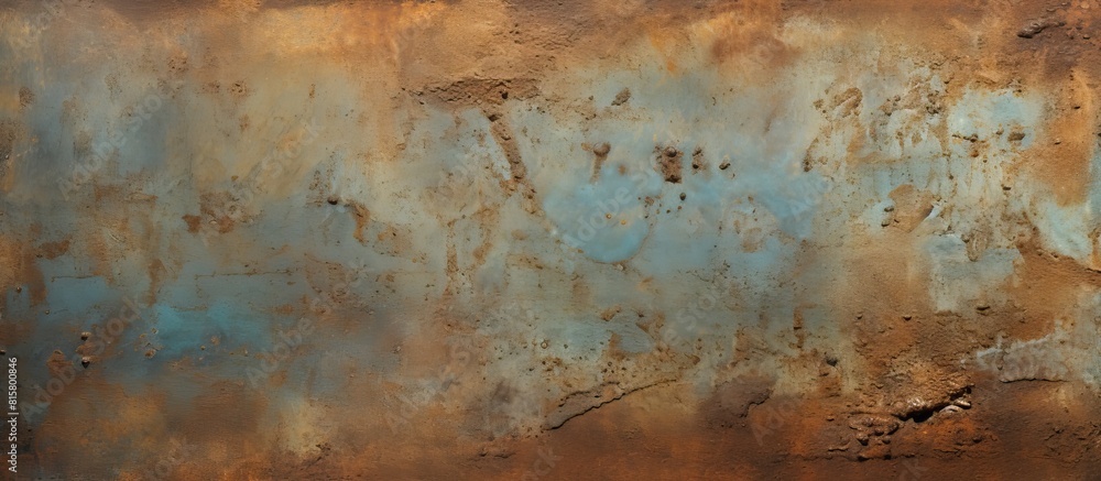 Poster an aged rusty metal surface serving as a grungy backdrop or texture featuring a worn corroded appear
