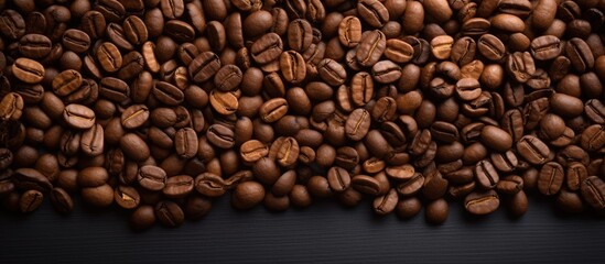 Fototapeta premium A copy space image of coffee beans arranged for a striking background with a textured appearance