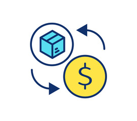 Online transaction cycle icon. Money circulation concept. Vector illustration