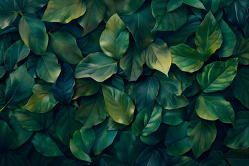 Dense pattern of vibrant green leaves creating a natural leafy background