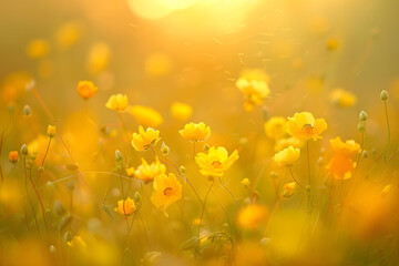 Golden hour in the flower field