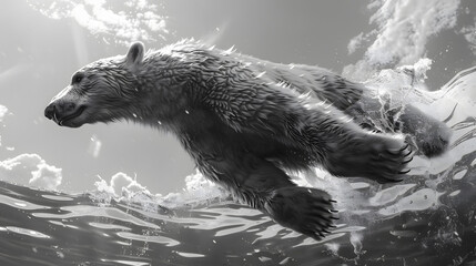 Obraz premium bear in the water