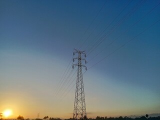Electric pole in the morning