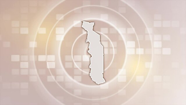 Togo Animated Map on Minimal Background, Multi Purpose Background with Ripples and Boxes with Togo 3D Map, Useful for Politics, Elections, Travel, News and Sports Events
