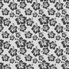 Beautiful seamless floral pattern, spring summer background with tropical flowers hibiscus,. Exotic wallpaper, Hawaiian style