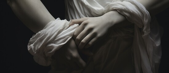 The two individuals tightly hold onto one another their grip unyielding in their devotion. Copyspace image