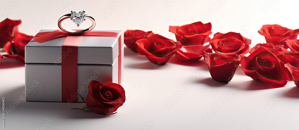 Poster a marriage proposal is depicted in a top view image featuring a ring with a brilliant diamond inside