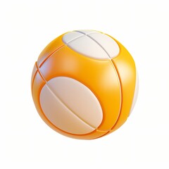 cute Volleyball icon, 3D render, white background, generative AI