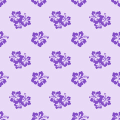 Beautiful seamless floral pattern, spring summer background with tropical flowers hibiscus,. Exotic wallpaper, Hawaiian style