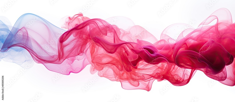 Poster a vibrant red pink dye blends with clear water creating an abstract smoke like pattern that adds a p