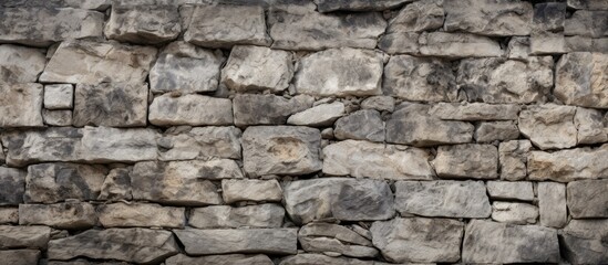 Fototapeta premium A wall with a rock texture providing a rough and natural appearance perfect for a copy space image