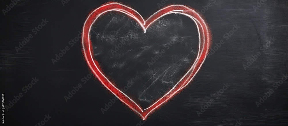 Poster a heart shaped image drawn on a blackboard with white chalk providing an empty area for text or imag