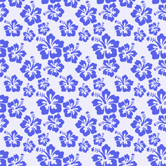 Beautiful seamless floral pattern, spring summer background with tropical flowers hibiscus,. Exotic wallpaper, Hawaiian style