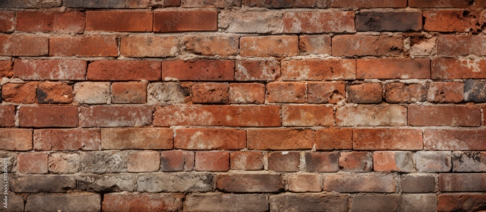 Poster the image shows a close up view of a textured red brick wall creating a full background view with co