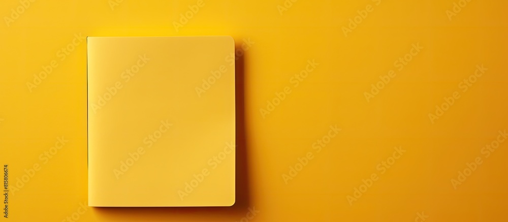Poster a yellow sticky post note is placed on an open notebook providing a blank space for writing or drawi