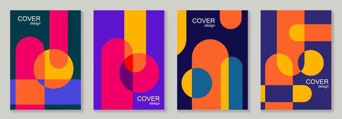 Modern abstract covers set with geometric background for cover design, brochure, catalog, menu design, flyer, cards, social media, poster. Colorful vector illustration.