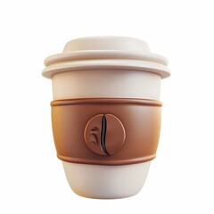 Coffee icon, 3D render, white background, generative AI