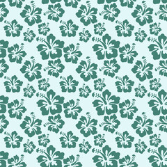 Beautiful seamless floral pattern, spring summer background with tropical flowers hibiscus,. Exotic wallpaper, Hawaiian style
