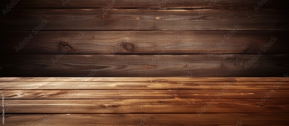 Poster a wooden table with no items on it suitable for creating display montages with copy space image