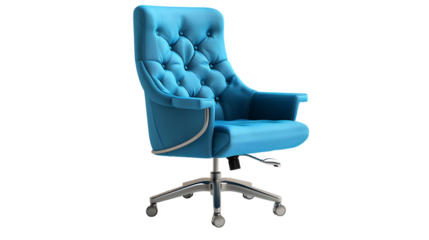 blue office chair isolated on transparent background