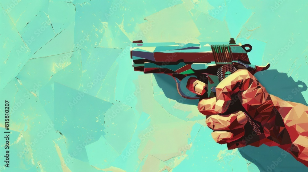 Sticker Illustration of hand holding a gun