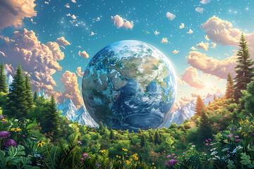 A blue and green eco Earth globe symbolizing environmental world protection, highlighting the importance of sustainability and ecological conservation efforts