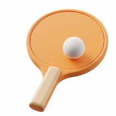 cute Ping Pong Paddle icon, 3D render, white background, generative AI
