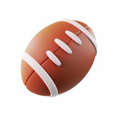 cute Rugby Football icon, 3D render, white background, generative AI